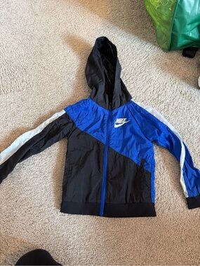 Nike Black, Blue & White Colorblock Hooded Windbreaker